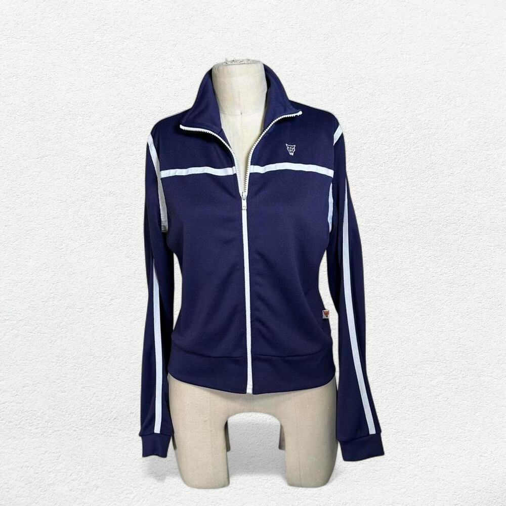 Mooks Zip Up Jacket in Navy Blue & White